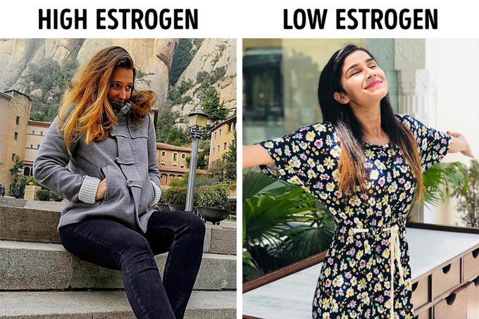 Thân nhiệt nóng, lạnh bất thường cũng có thể đến từ nguyên nhân mất cân bằng nội tiết tố. Theo nguyên tắc, mức estrogen thấp gây ra các cơn bốc hỏa trong người, ngược lại, estrogen cao khiến bạn thấy lạnh ở tay, chân.