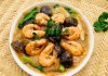 Tôm xào bóng và nấm đông cô