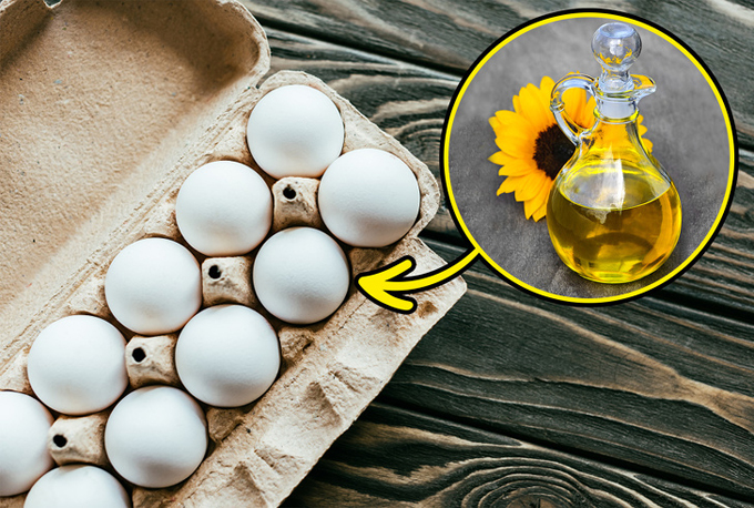 Để trứng bảo quản được lâu, trước khi cho chúng vào tủ lạnh, đừng quên bôi một lớp dầu thức ăn bên ngoài.