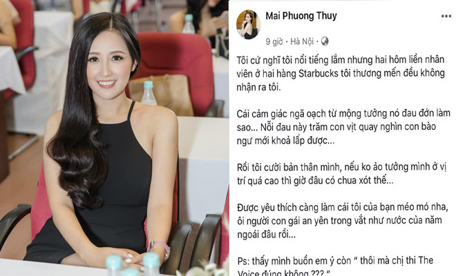 Dòng trạng thái của Mai Phương Thúy trên trang cá nhân_ Ảnh: Chụp màn hình