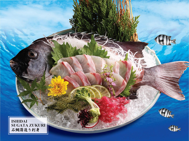 Món Ishidai Sugata Zukuri với lát cá mỏng, bảng to, mang lại cảm giác béo tràn ngập đầu lưỡi