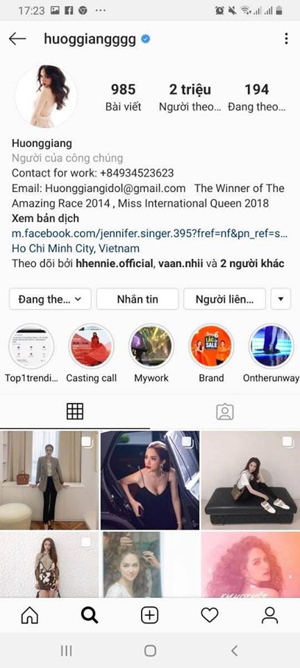 Hương Giang là hoa hậu đầu tiên cán mốc 2 triệu lượt followtrên Instagram.