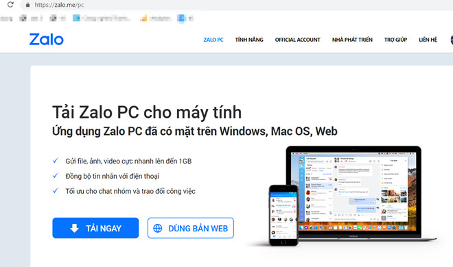 Zalo hiện có lượng người dùng tại Việt Nam rất lớn Ảnh chụp màn hình