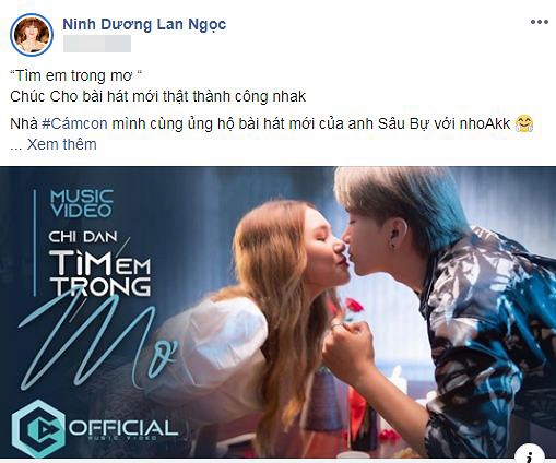 Ninh Dương Lan Ngọc kêu gọi fans ủng hộ MV mới của "bạn trai tin đồn" là Chi Dân.