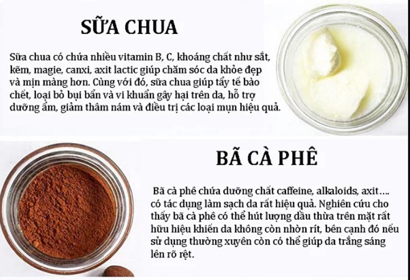 Sữa chua và bã cà phê là những nguyên liệu làm đẹp khá quen thuộc