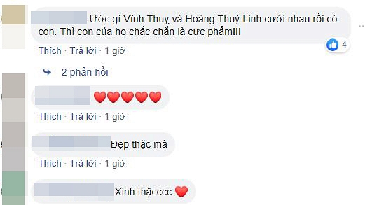 Không chỉ khen ngợi nhan sắc, nhiều fan còn mong Hoàng Thùy Linh sẽ tái hợp Vĩnh Thụy để sau này sẽ sinh ra một em bé thuộc hàng cực phẩm.