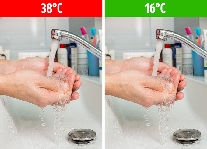 Rửa tay bằng nước nóng  Các nhà khoa học đã chỉ ra, nhiệt độ nước không có vai trò gì trong việc tiêu diệt vi khuẩn. Chỉ có nước được đun sôi mới có thể khử trùng. Vì vậy, bạn nên rửa tay bằng nước mát, thay vì nước nóng, để hạn chế khô da tay.