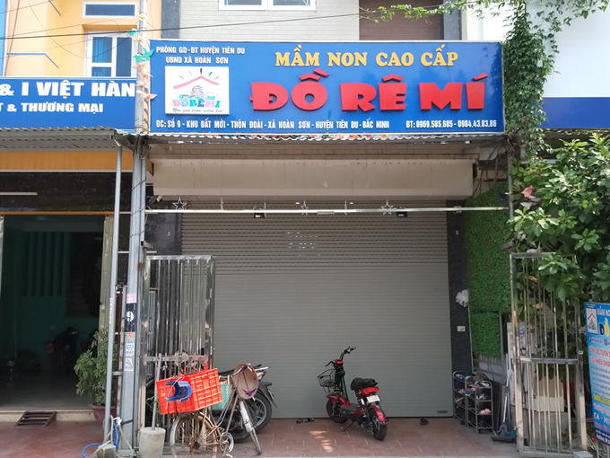 Cơ sở mầm non tư thục Đồ Rê Mí ở huyện Tiên Du, Bắc Ninh. Ảnh: Thúy Quỳnh.