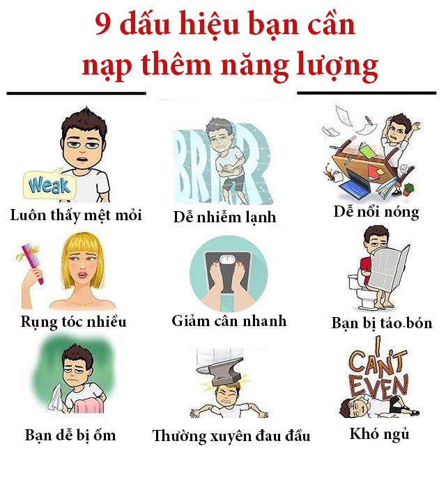 1.9 dấu hiệu bạn cần nạp thêm năng lượng