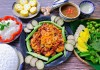 Thịt lợn rừng nướng chấm mắm nêm