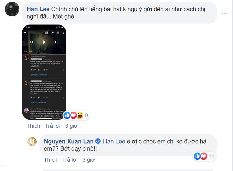 Nhiều người để lại bình luận, tỏ vẻ không hài lòng với cách Xuân Lan ủng hộ người em trong nghề!