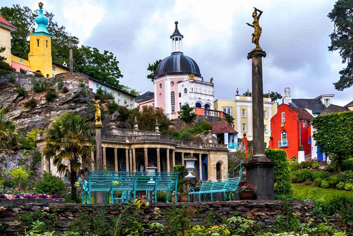 Holiday resort village of Portmeirion, North Wales, UK.