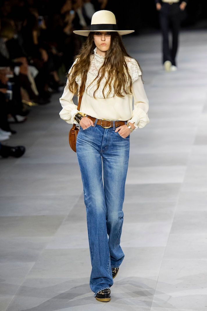 Mandatory Credit: Photo by Shutterstock (10429265fj) Model on the catwalk Celine show, Runway, Spring Summer 2020, Paris Fashion Week, France - 27 Sep 2019 Celine is a French ready-to-wear and leather luxury goods brand that has been owned by LVMH group since 1996. It was founded in 1945 by Céline Vipiana.