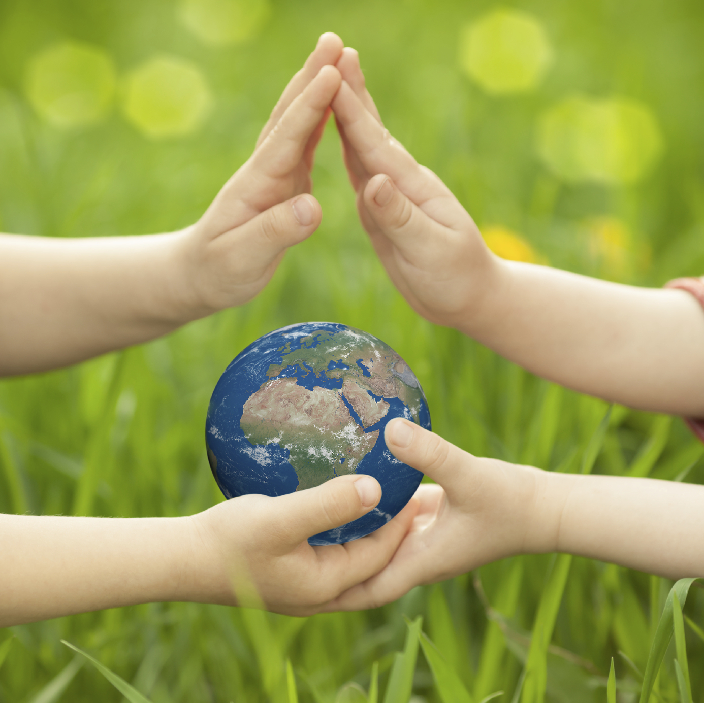 Earth in children`s hands