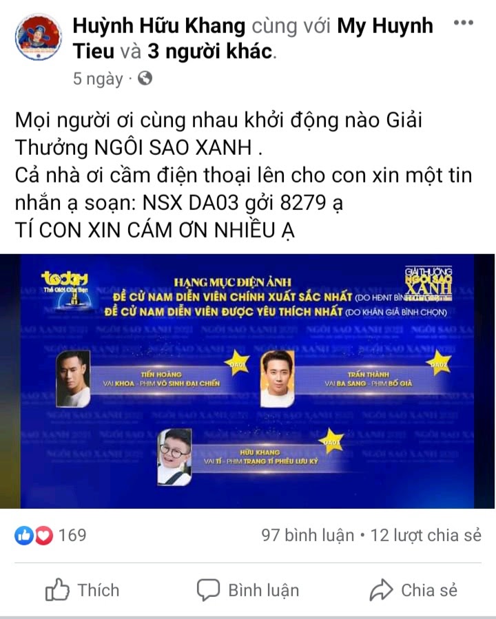 Bé Hữu Khang kêu gọi voting