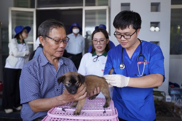 Hoạt động tiêm phòng dại cho chó mèo tại huyện Đức Huệ, tỉnh Long An