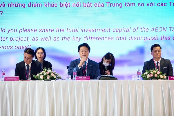 Đại diện AEON Việt Nam chia sẻ tại Họp báo TTTM AEON Tân An