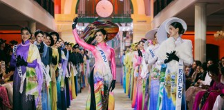 Dàn thí sinh Miss Cosmo 2025 trình diễn áo dài Việt Nam trên du thuyền Rever Cruise